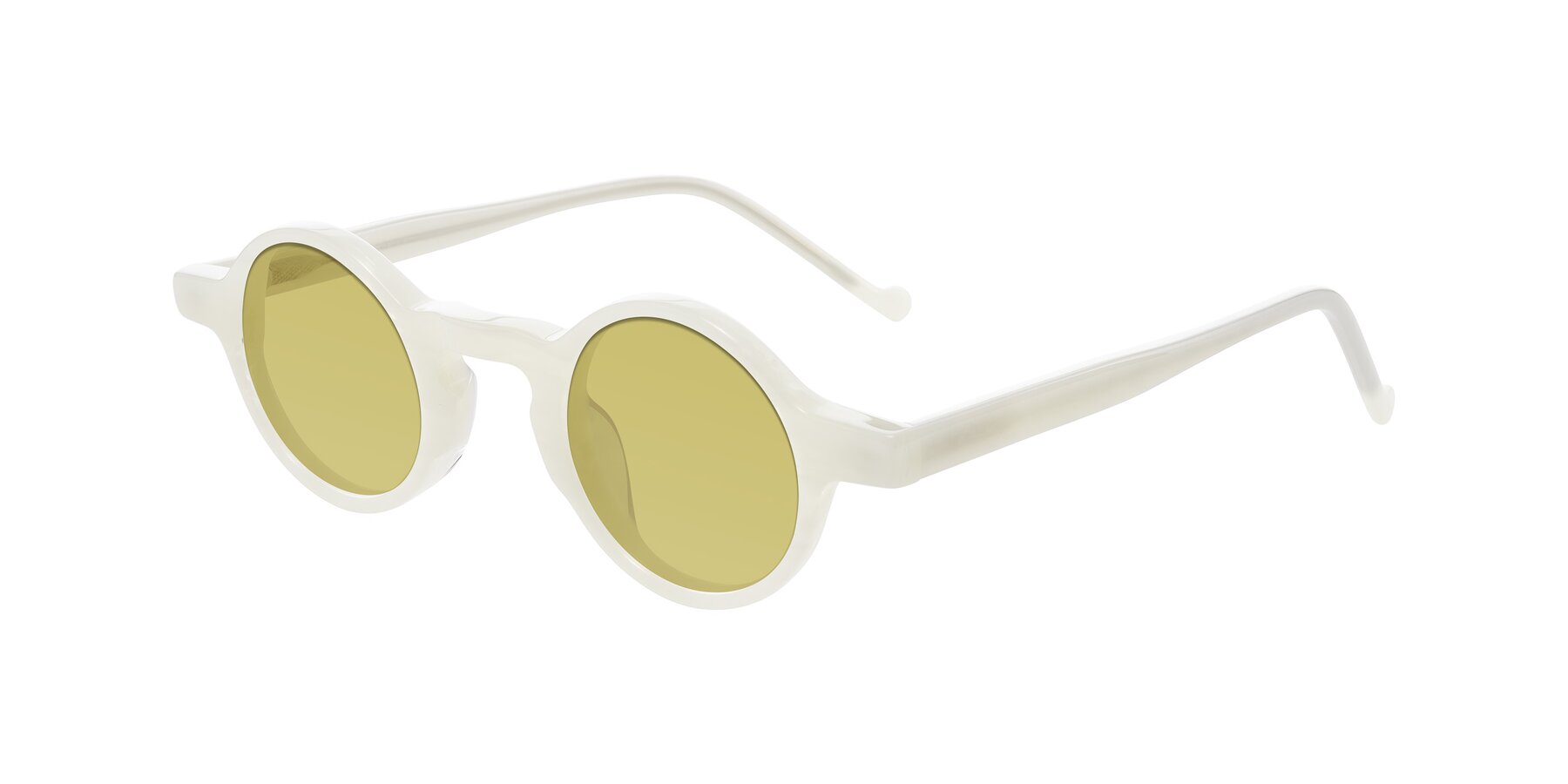 Angle of Enno in Jade White with Medium Champagne Tinted Lenses