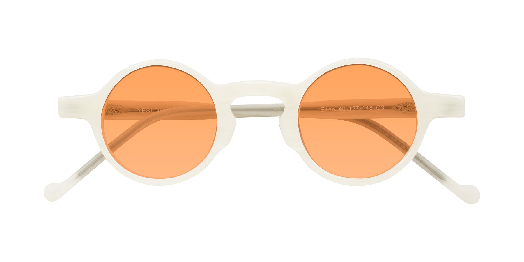 Folded Front of Enno in Jade White with Medium Orange Tinted Lenses