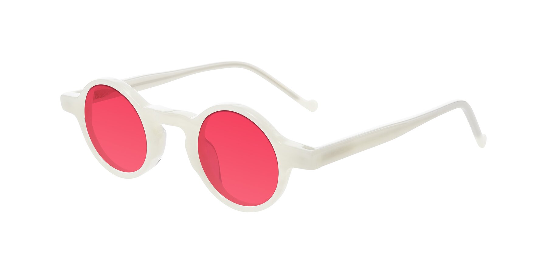 Angle of Enno in Jade White with Red Tinted Lenses