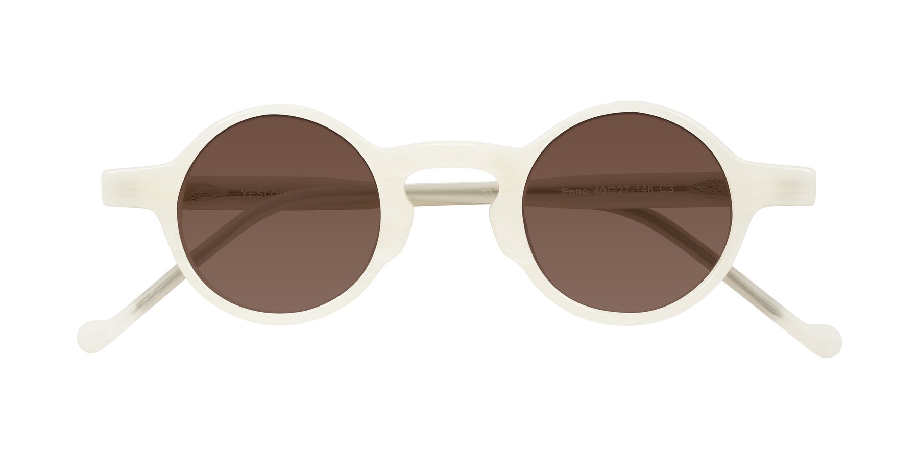 Folded Front of Enno in Jade White with Brown Tinted Lenses