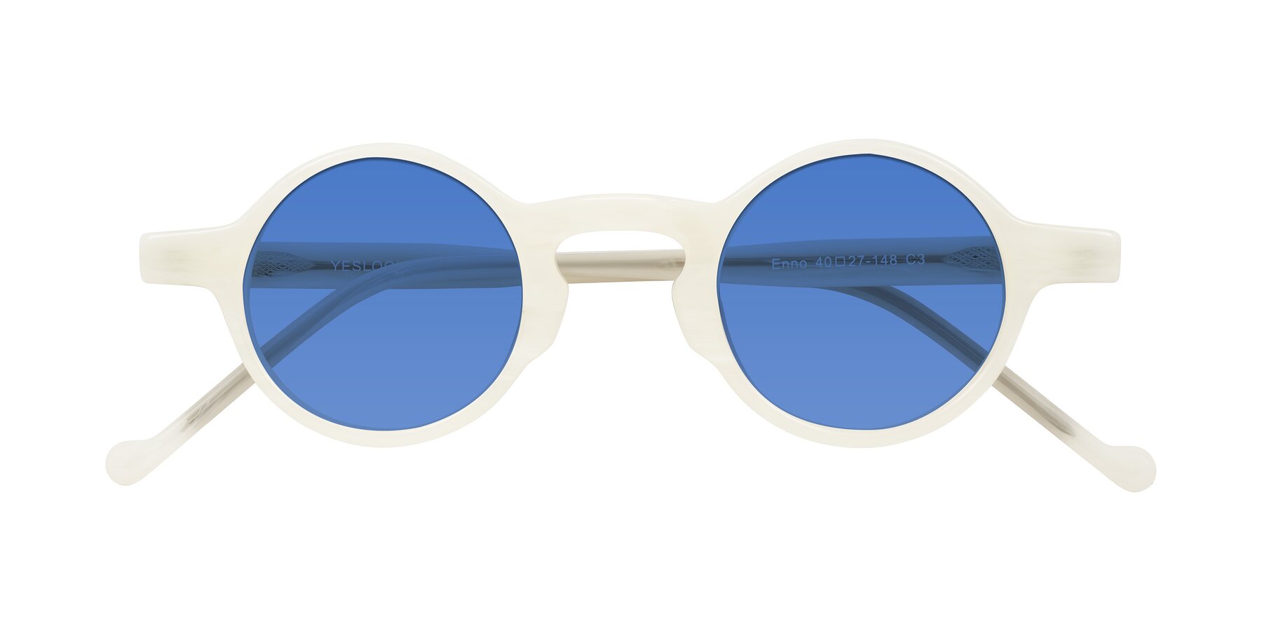 Folded Front of Enno in Jade White with Blue Tinted Lenses