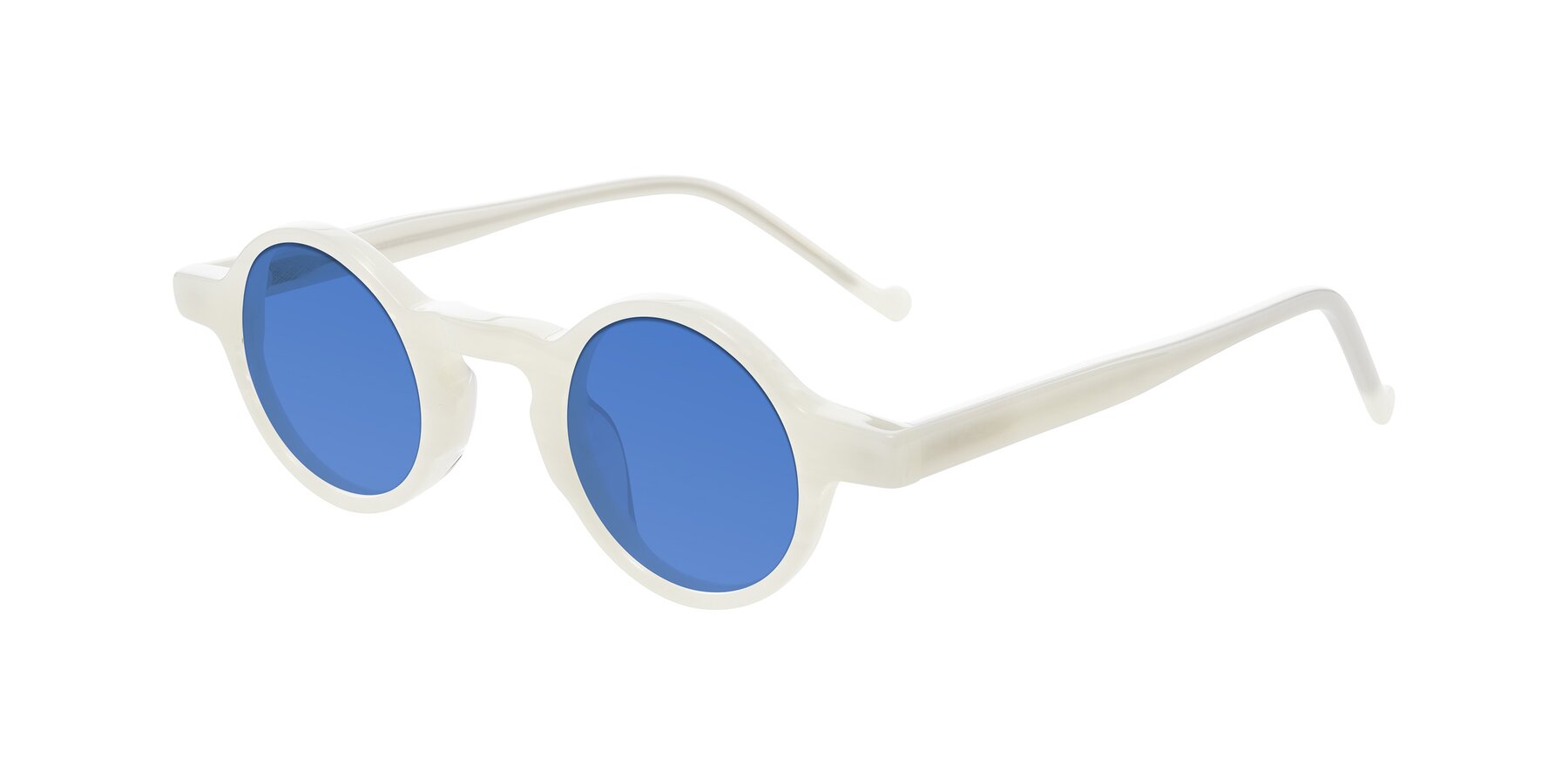 Angle of Enno in Jade White with Blue Tinted Lenses