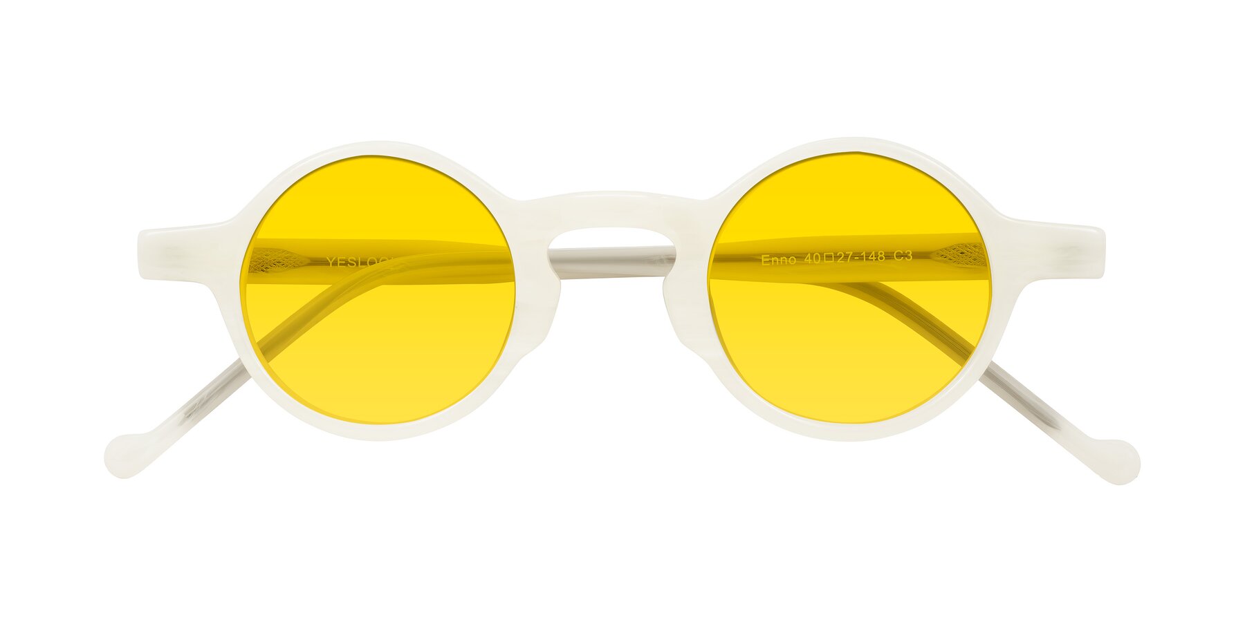 Folded Front of Enno in Jade White with Yellow Tinted Lenses