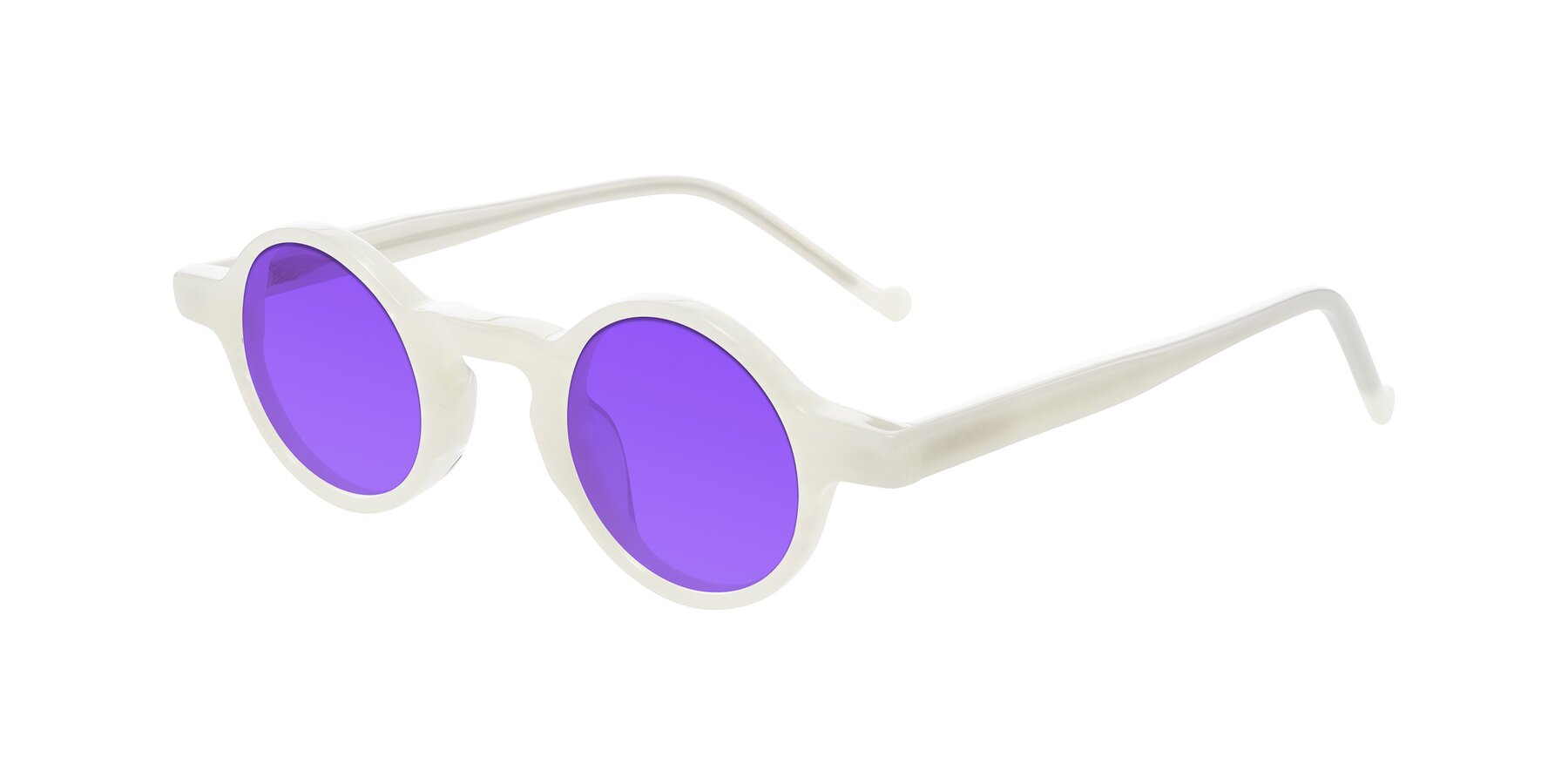 Angle of Enno in Jade White with Purple Tinted Lenses