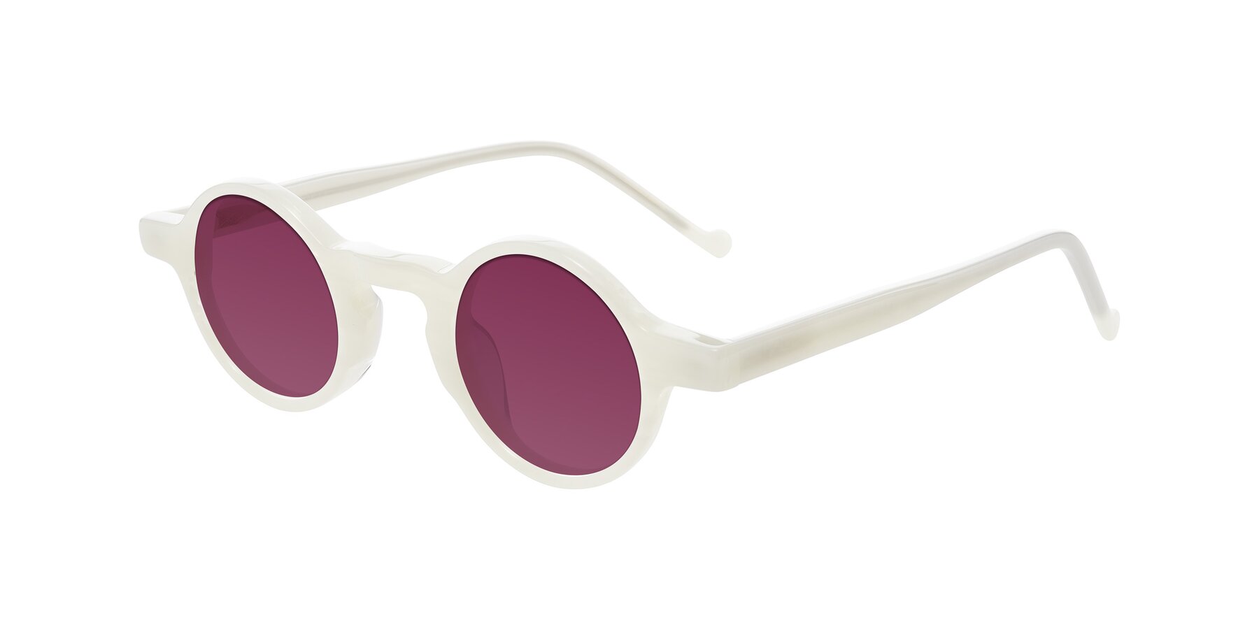 Angle of Enno in Jade White with Wine Tinted Lenses