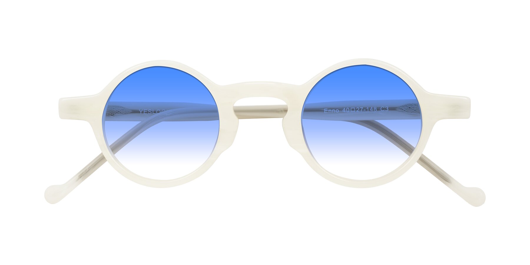 Folded Front of Enno in Jade White with Blue Gradient Lenses