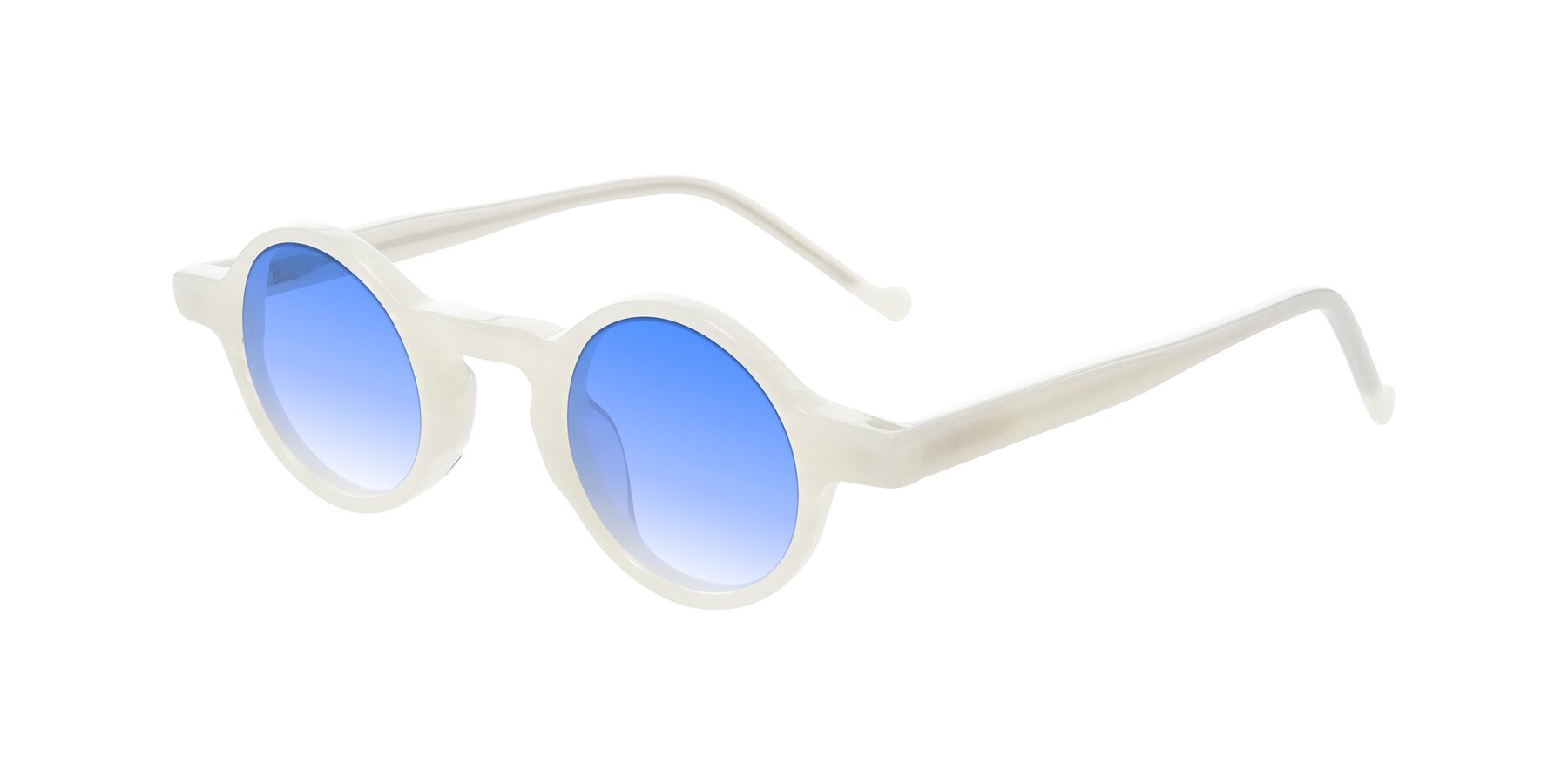 Angle of Enno in Jade White with Blue Gradient Lenses