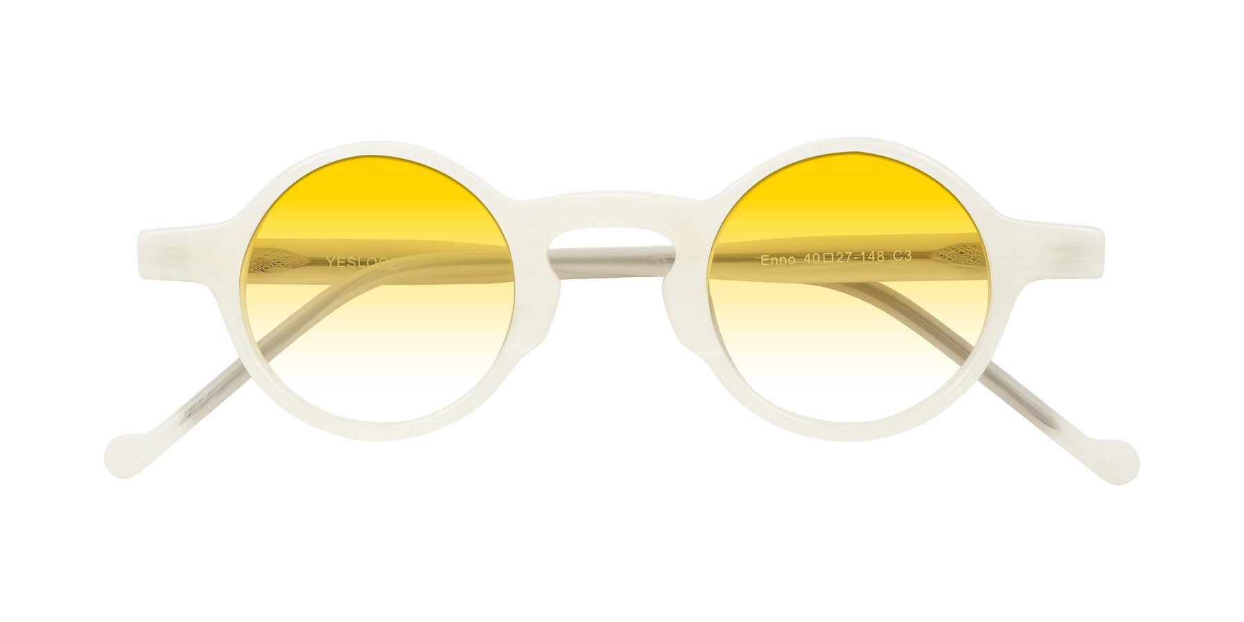 Folded Front of Enno in Jade White with Yellow Gradient Lenses