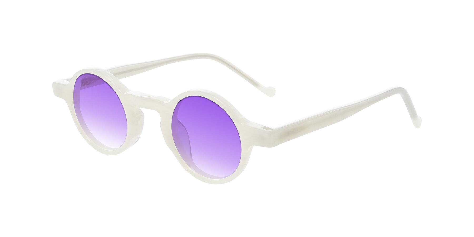 Angle of Enno in Jade White with Purple Gradient Lenses