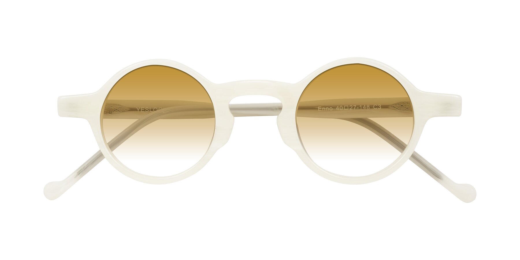 Folded Front of Enno in Jade White with Champagne Gradient Lenses