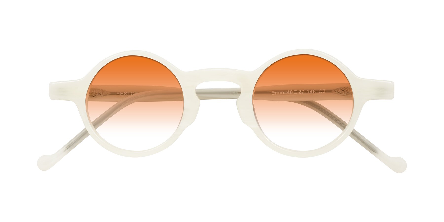 Folded Front of Enno in Jade White with Orange Gradient Lenses