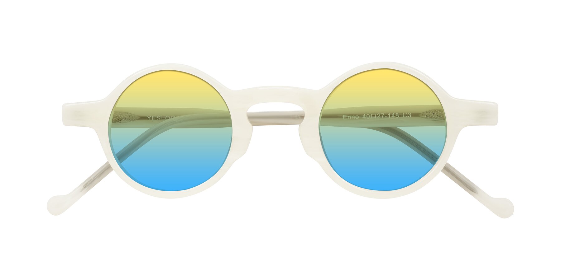 Folded Front of Enno in Jade White with Yellow / Blue Gradient Lenses