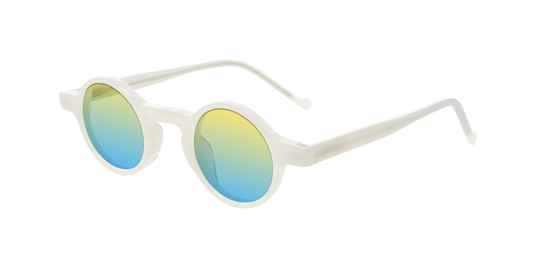 Angle of Enno in Jade White with Yellow / Blue Gradient Lenses