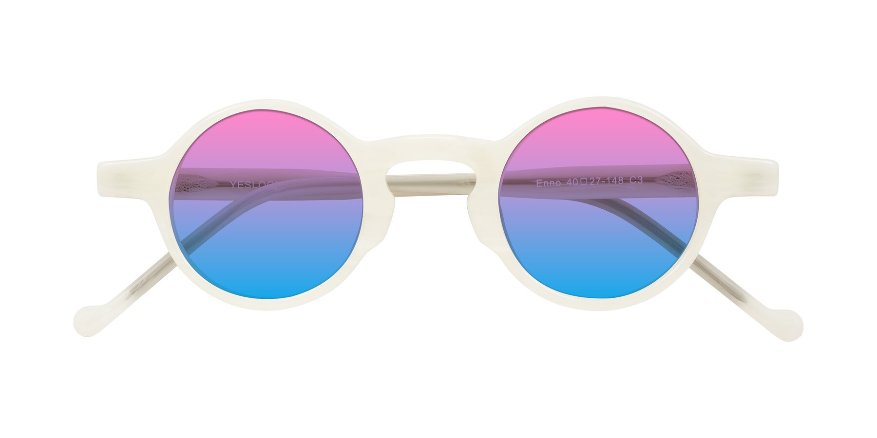 Folded Front of Enno in Jade White with Pink / Blue Gradient Lenses