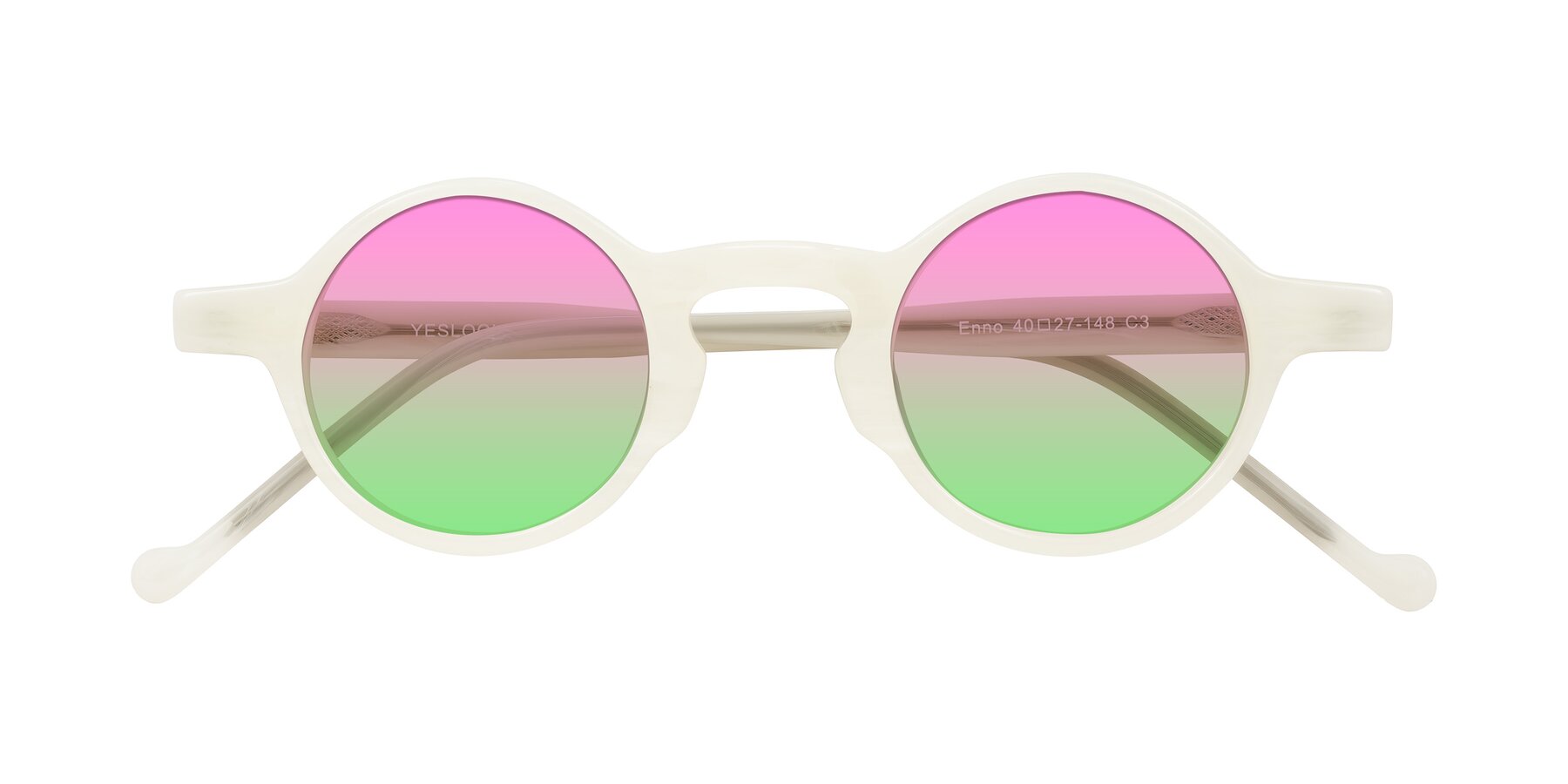 Folded Front of Enno in Jade White with Pink / Green Gradient Lenses
