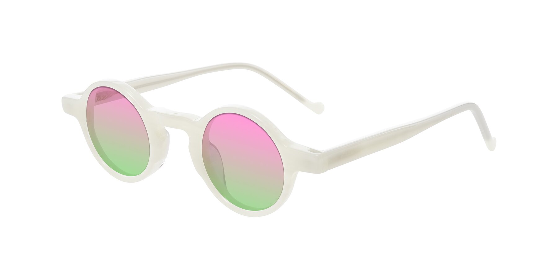 Angle of Enno in Jade White with Pink / Green Gradient Lenses