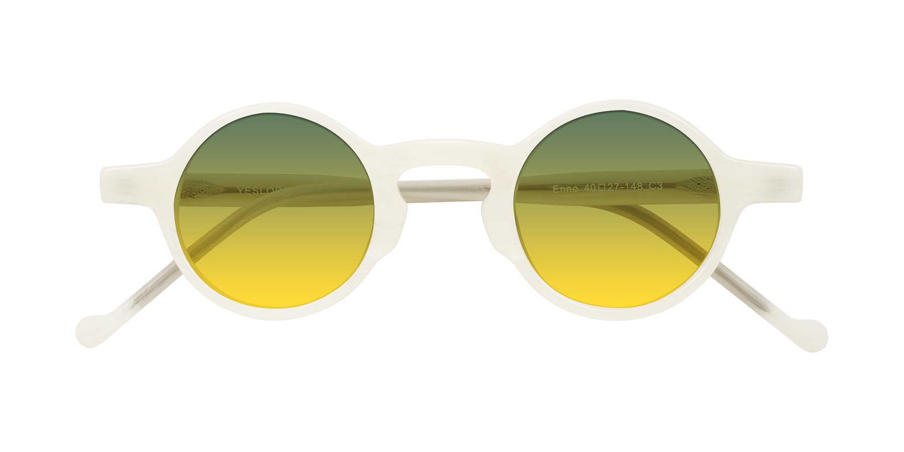 Folded Front of Enno in Jade White with Green / Yellow Gradient Lenses
