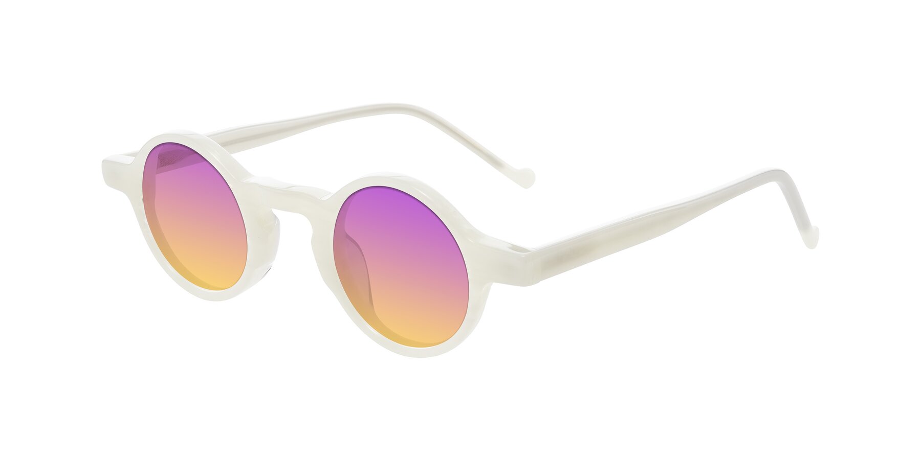 Angle of Enno in Jade White with Purple / Yellow Gradient Lenses