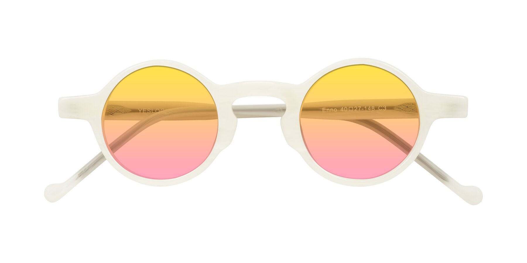 Folded Front of Enno in Jade White with Yellow / Pink Gradient Lenses