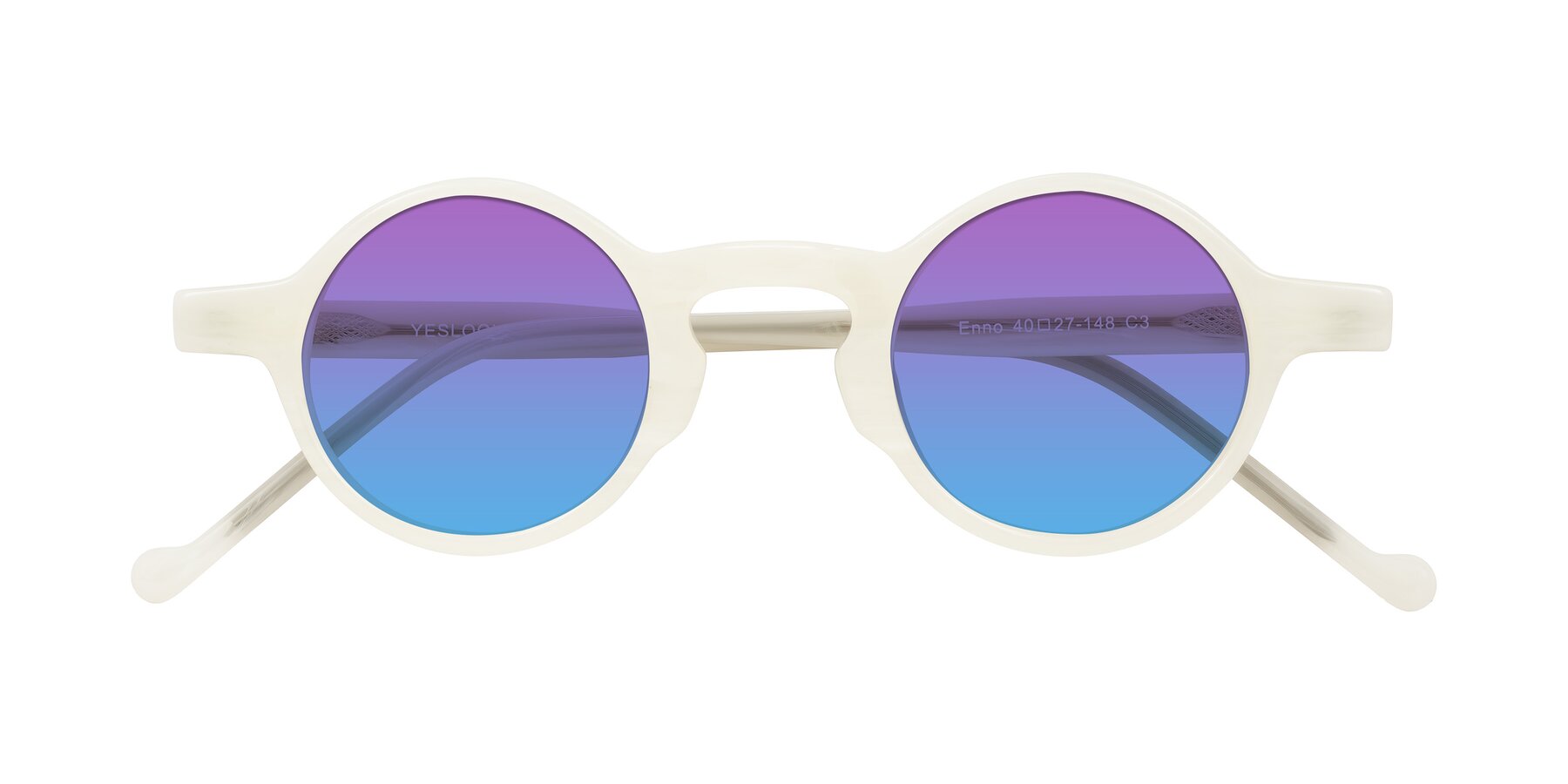 Folded Front of Enno in Jade White with Purple / Blue Gradient Lenses