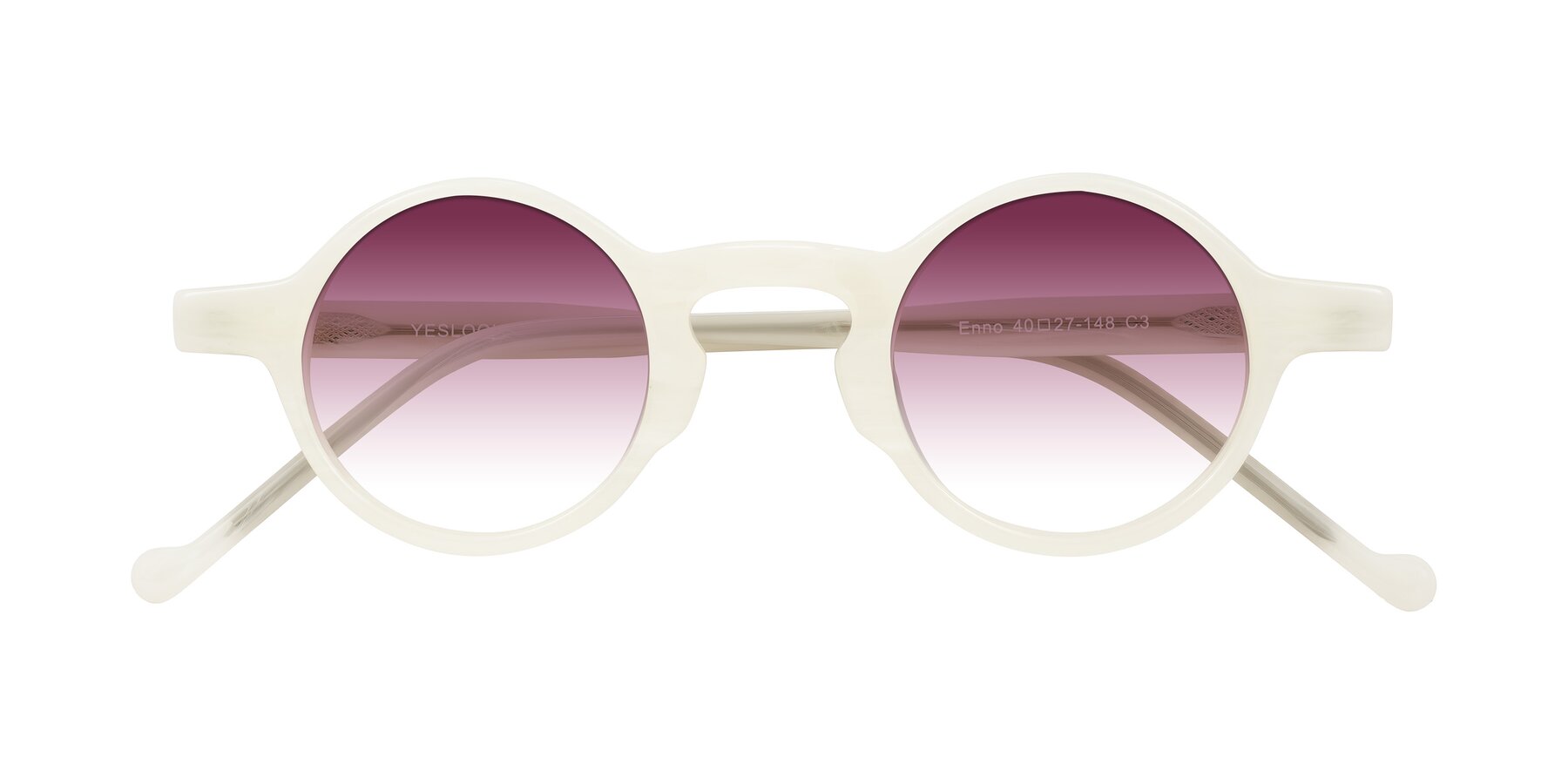 Folded Front of Enno in Jade White with Wine Gradient Lenses