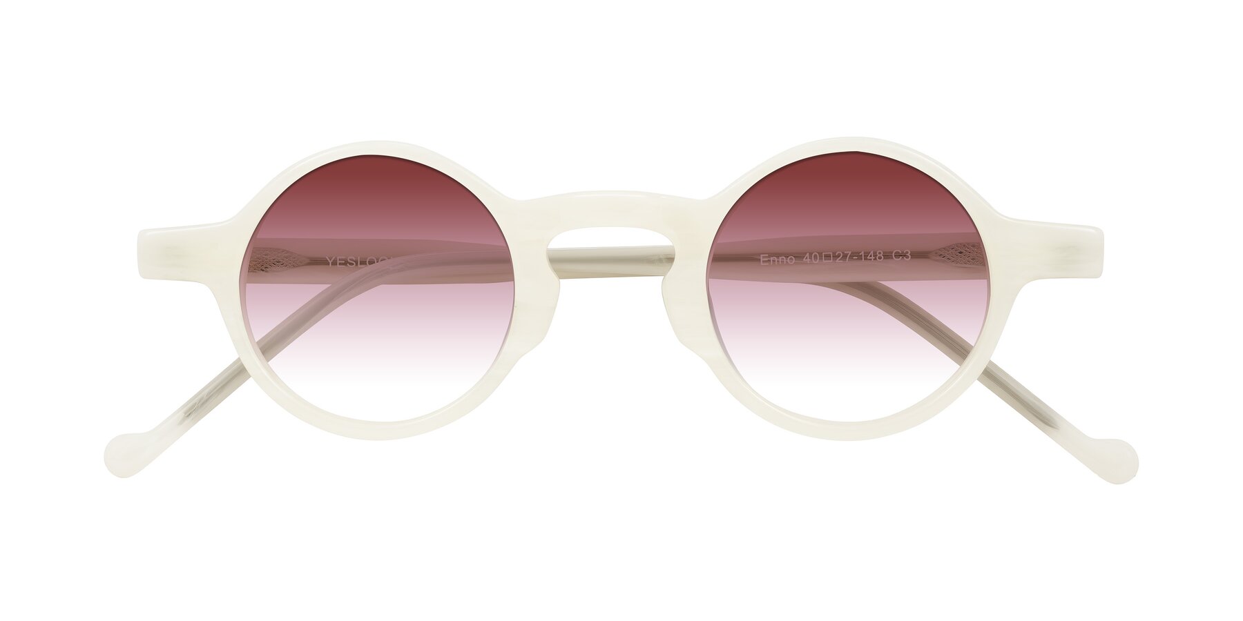 Folded Front of Enno in Jade White with Garnet Gradient Lenses