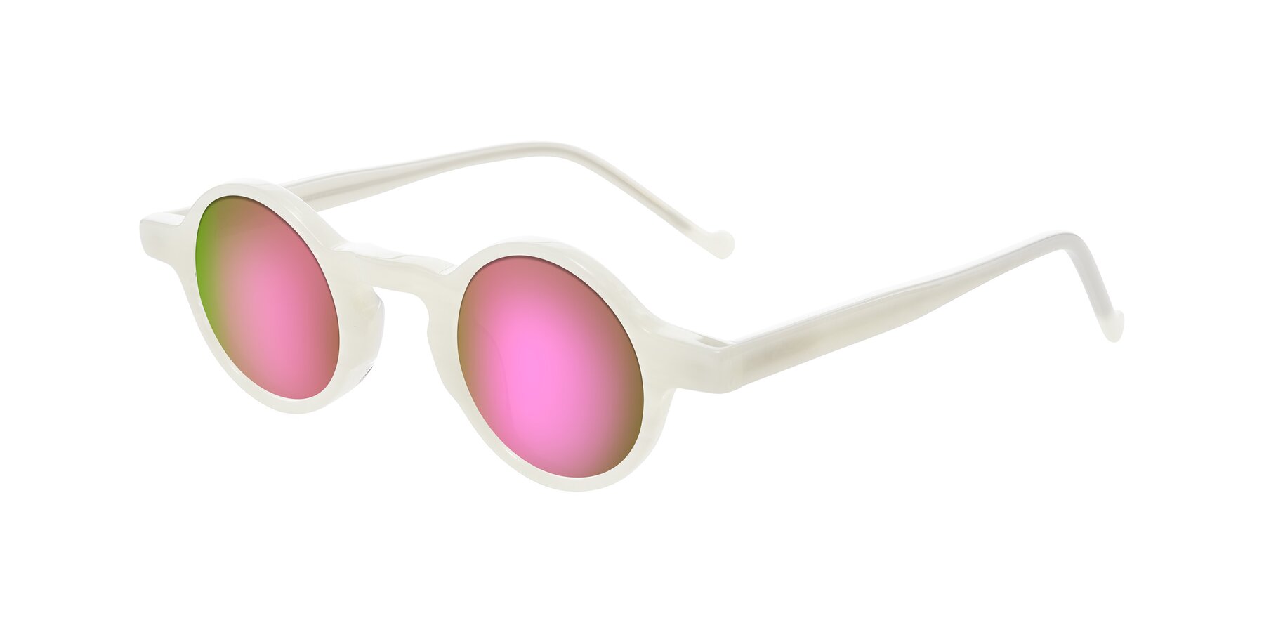 Angle of Enno in Jade White with Pink Mirrored Lenses