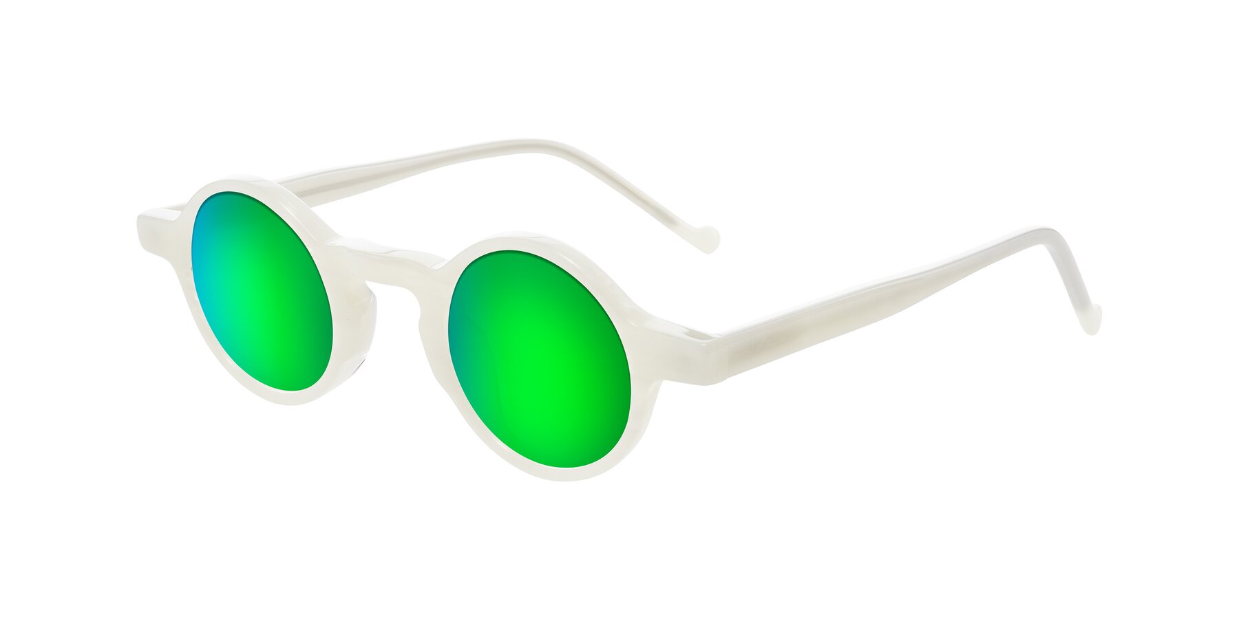 Angle of Enno in Jade White with Green Mirrored Lenses