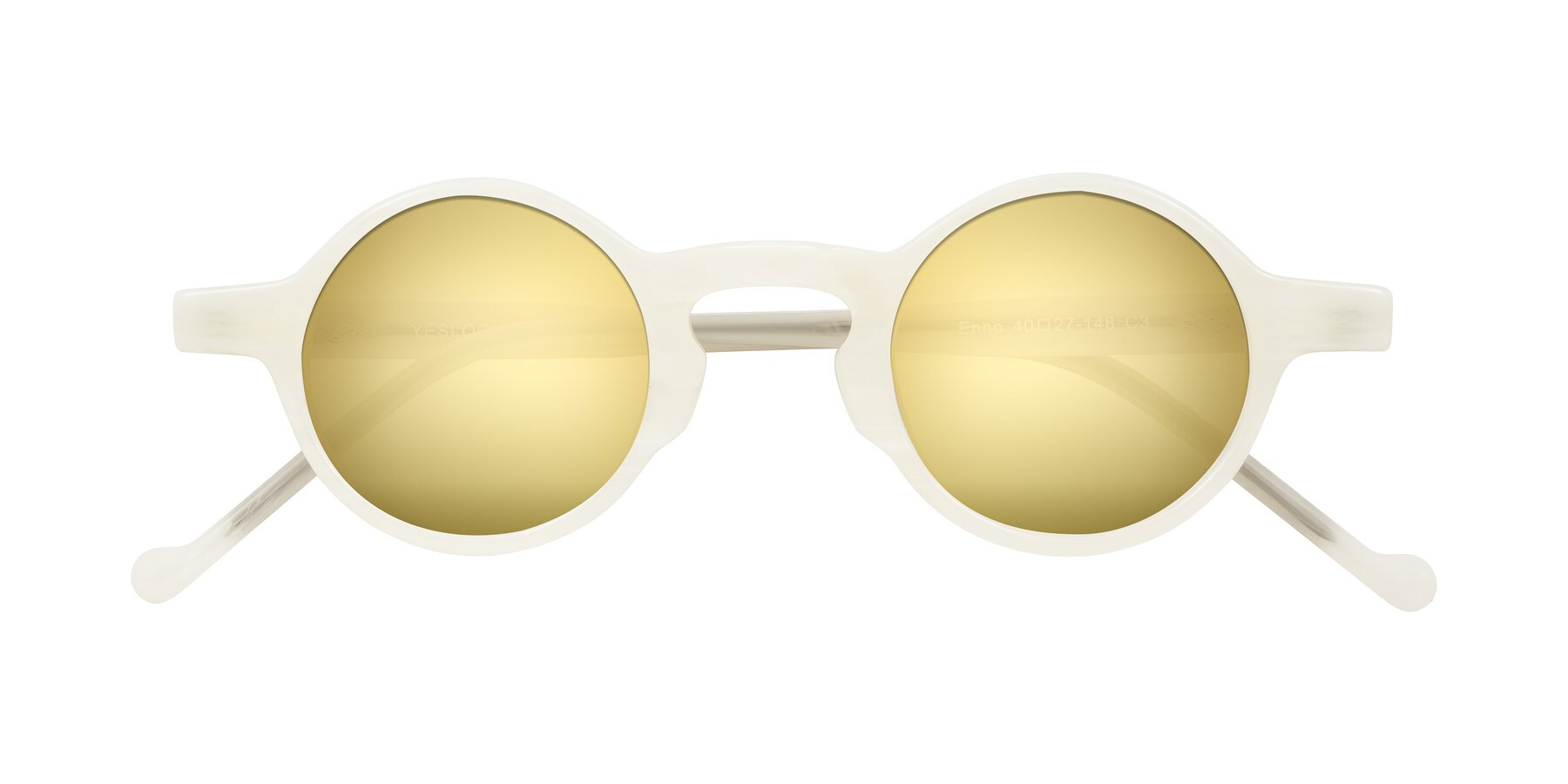 Folded Front of Enno in Jade White with Gold Mirrored Lenses