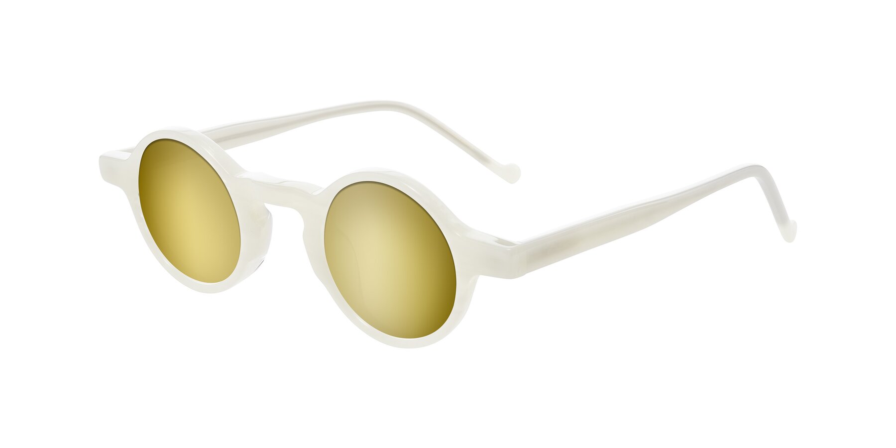 Angle of Enno in Jade White with Gold Mirrored Lenses
