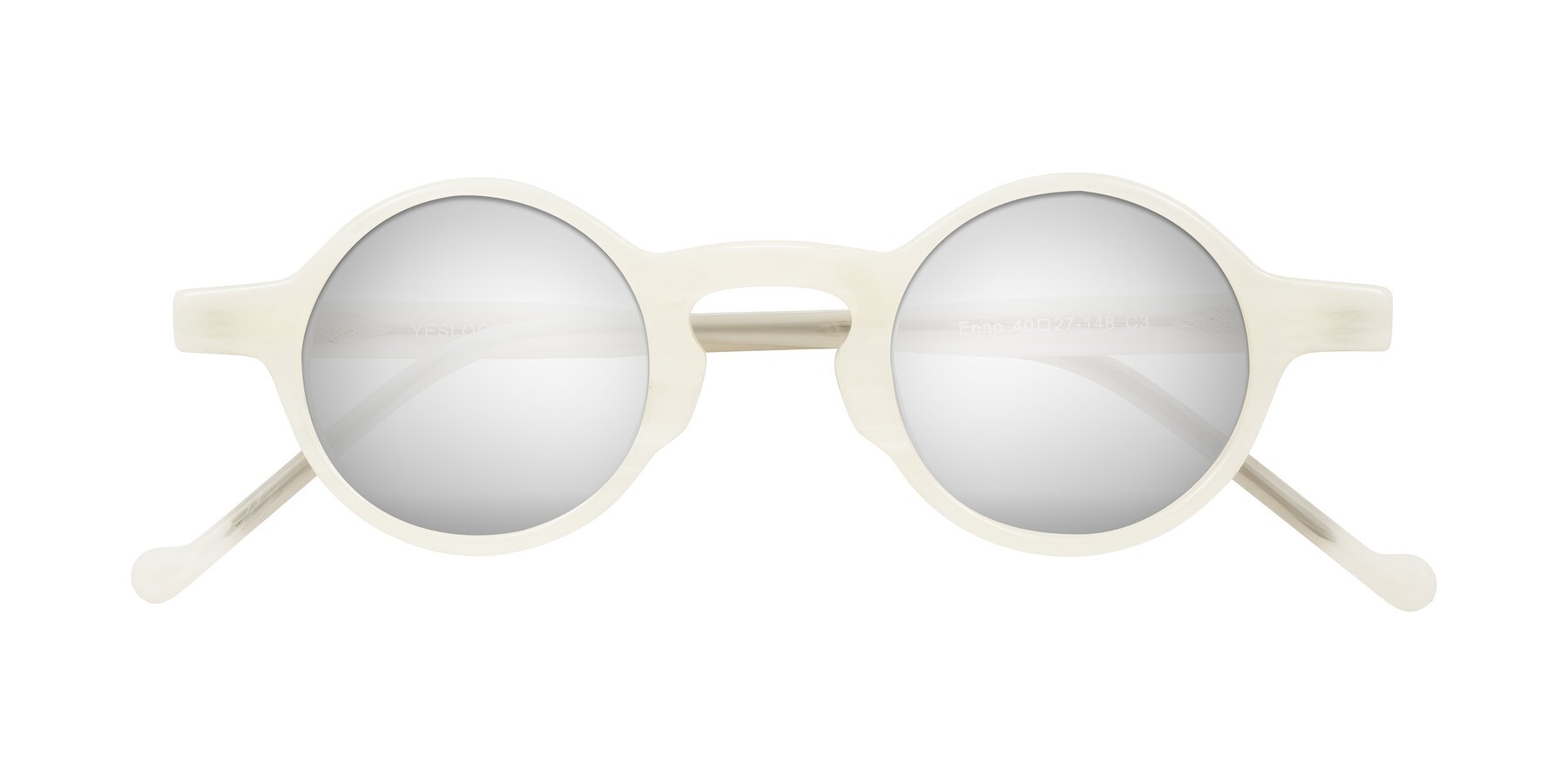 Folded Front of Enno in Jade White with Silver Mirrored Lenses