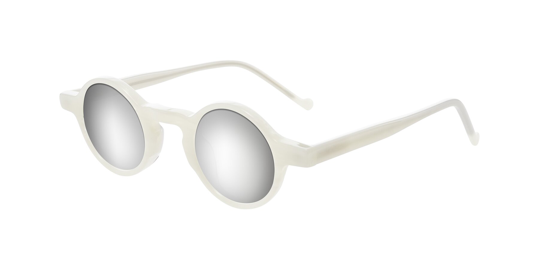 Angle of Enno in Jade White with Silver Mirrored Lenses