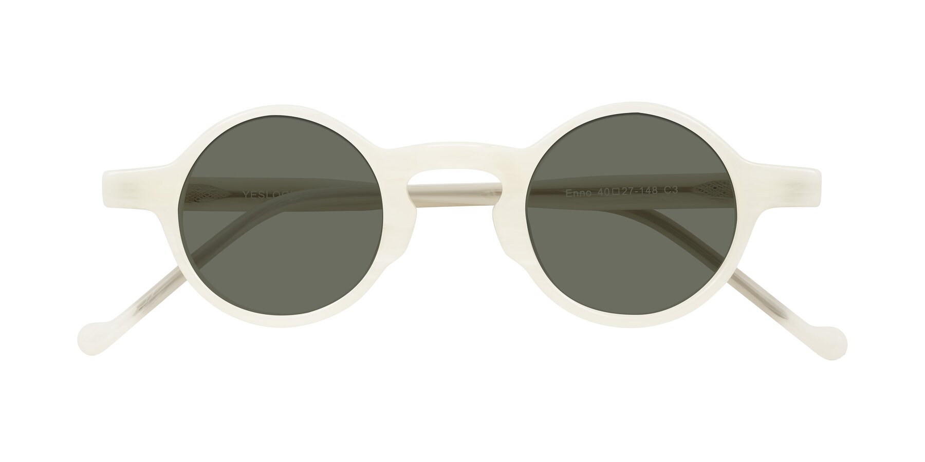 Folded Front of Enno in Jade White with Gray Polarized Lenses