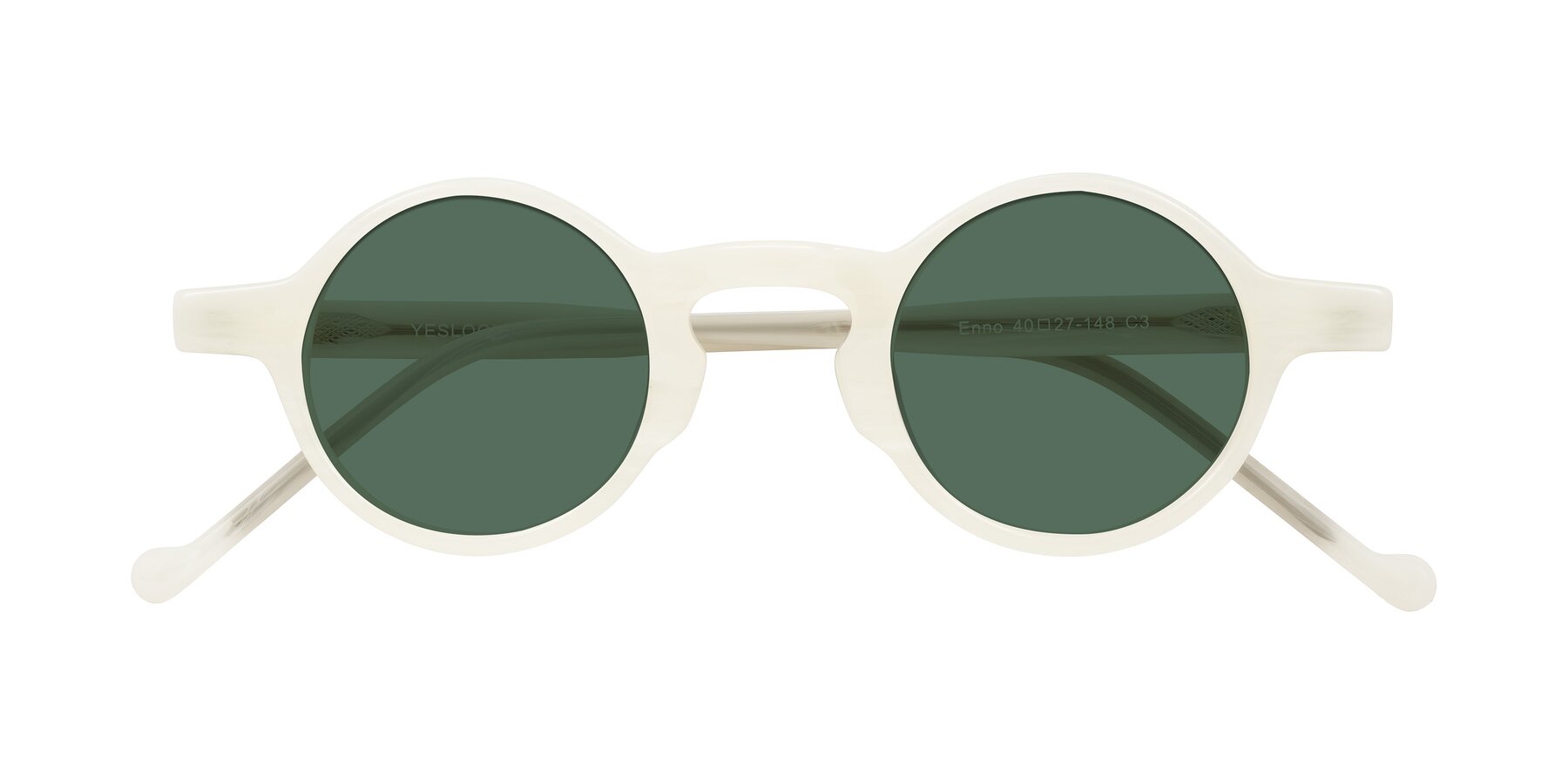 Folded Front of Enno in Jade White with Green Polarized Lenses