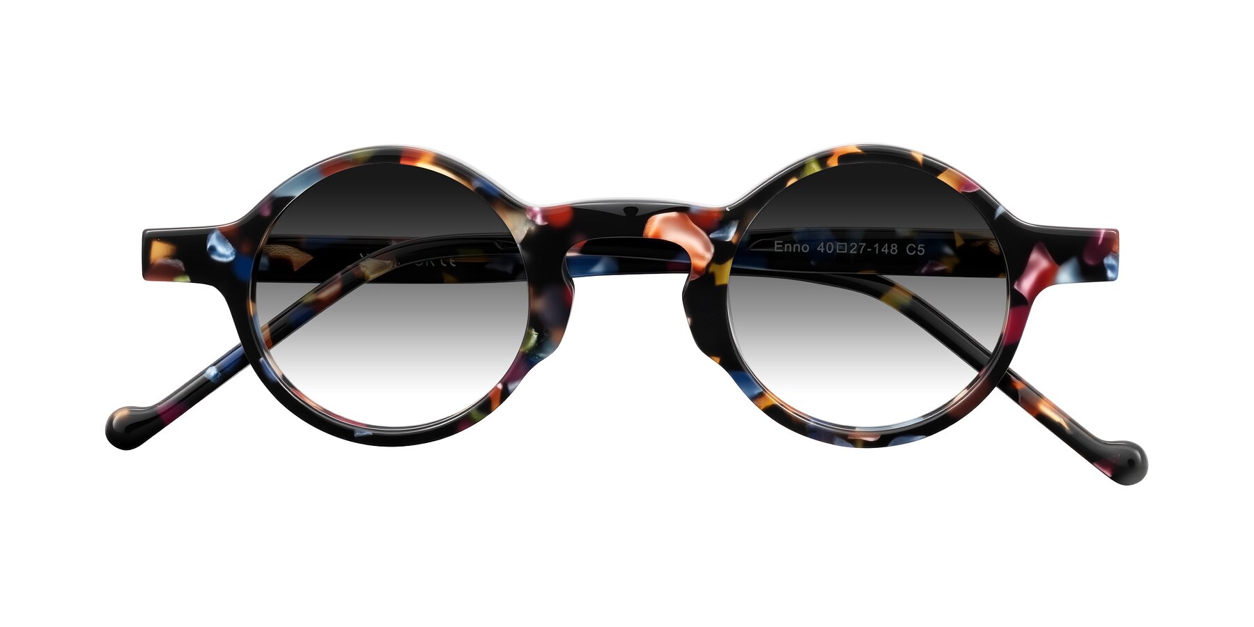 Folded Front of Enno in Midnight Carnival with Gray Gradient Lenses