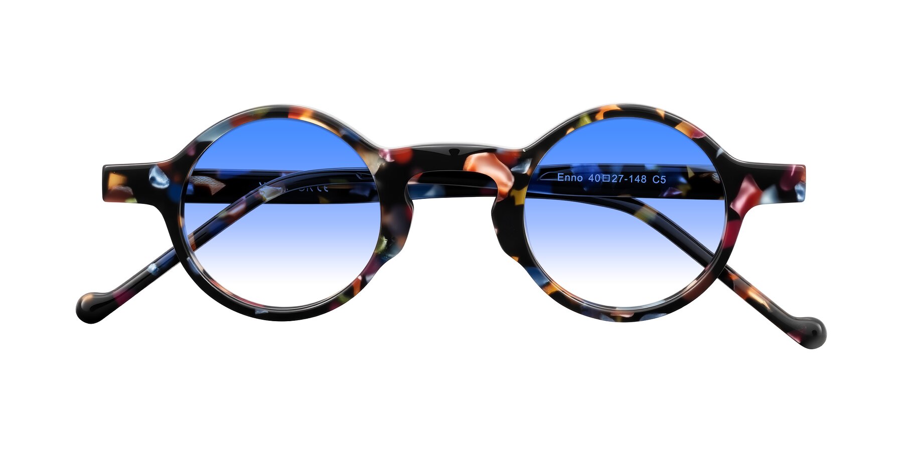 Folded Front of Enno in Midnight Carnival with Blue Gradient Lenses