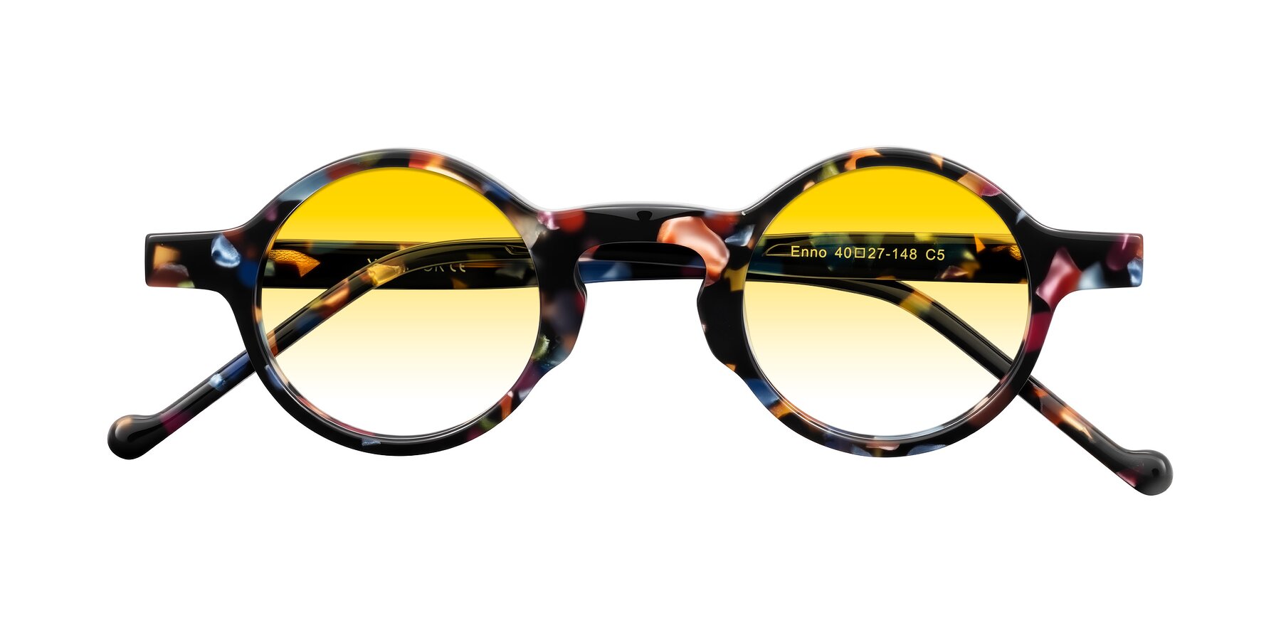 Folded Front of Enno in Midnight Carnival with Yellow Gradient Lenses