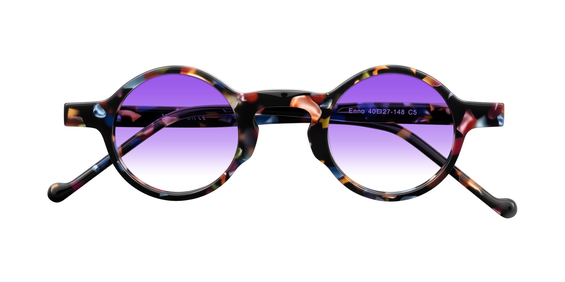 Folded Front of Enno in Midnight Carnival with Purple Gradient Lenses
