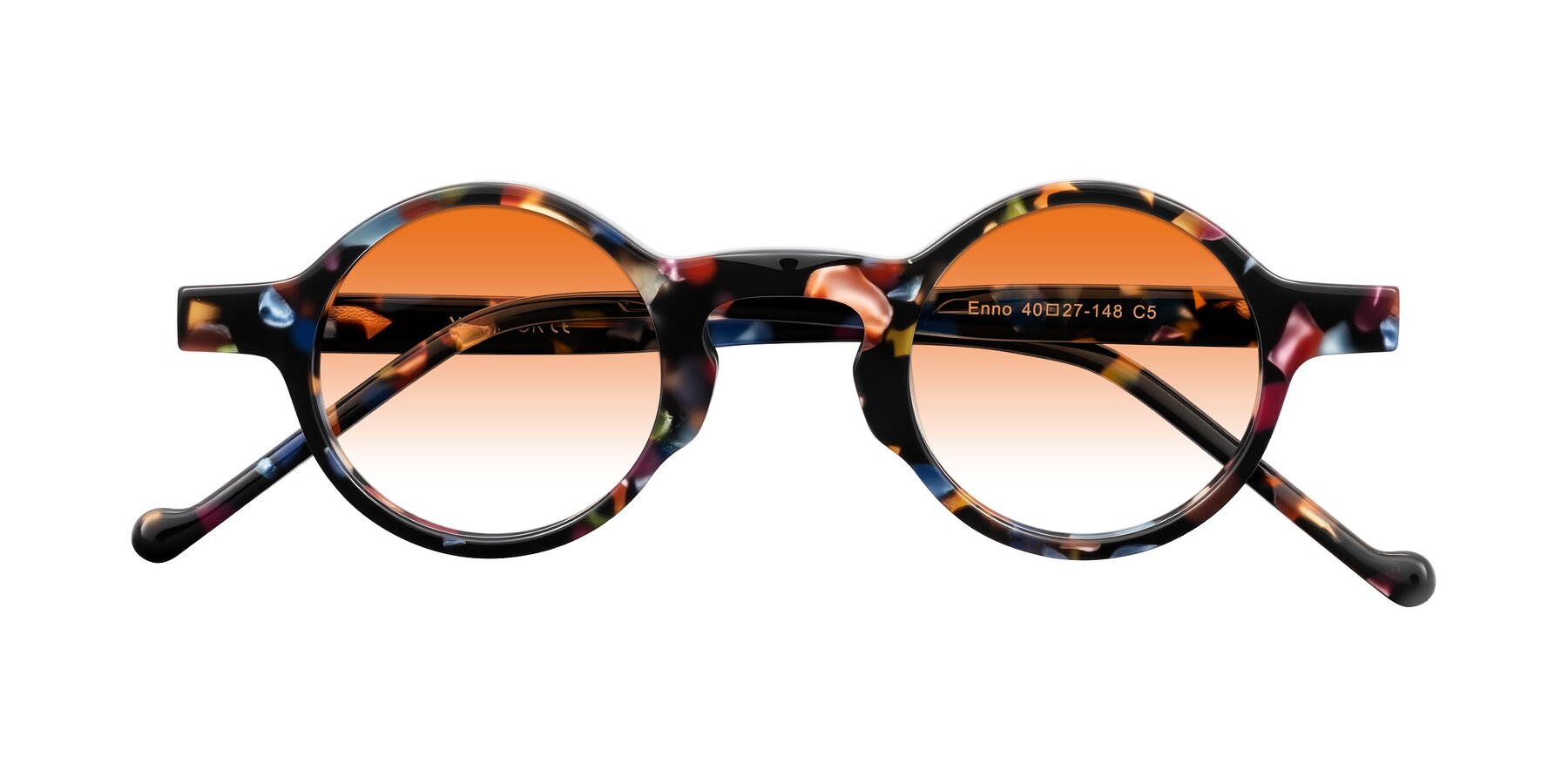 Folded Front of Enno in Midnight Carnival with Orange Gradient Lenses