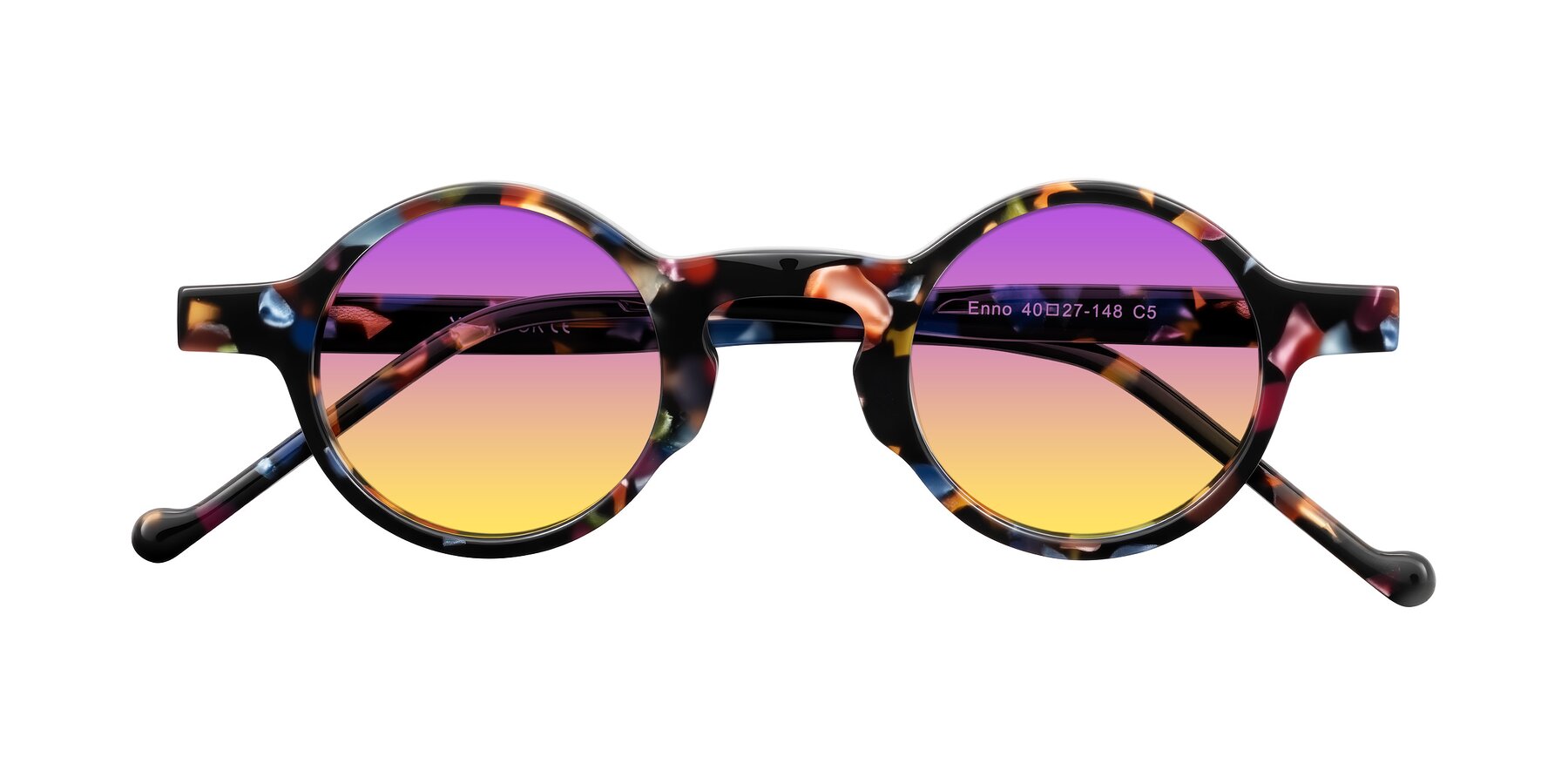 Folded Front of Enno in Midnight Carnival with Purple / Yellow Gradient Lenses