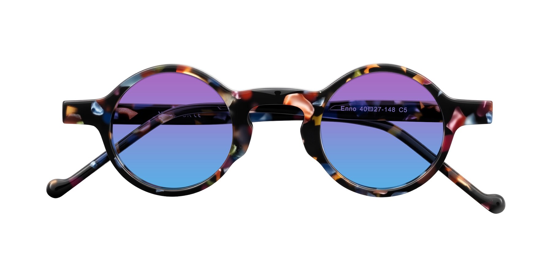 Folded Front of Enno in Midnight Carnival with Purple / Blue Gradient Lenses