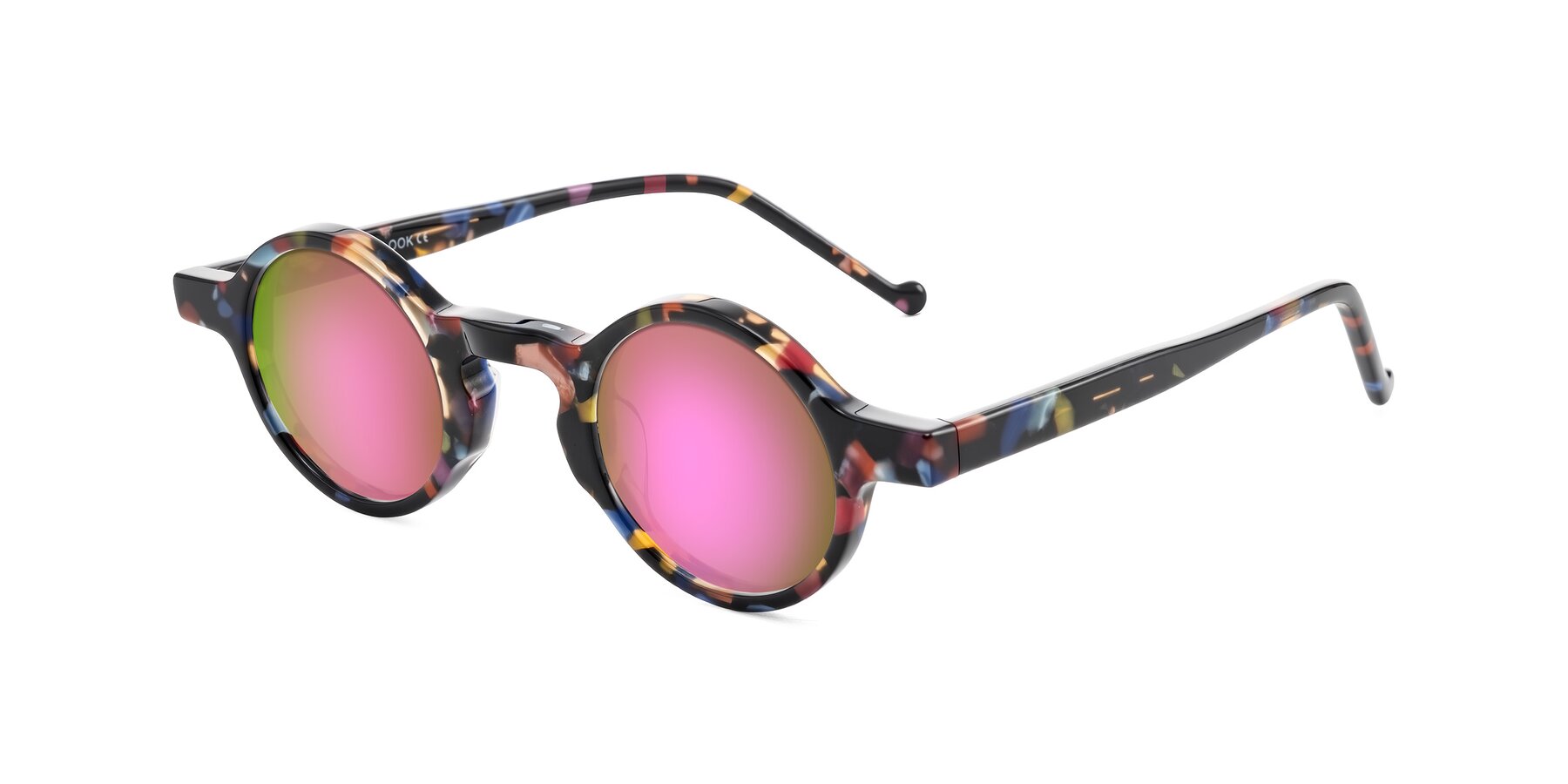 Angle of Enno in Midnight Carnival with Pink Mirrored Lenses