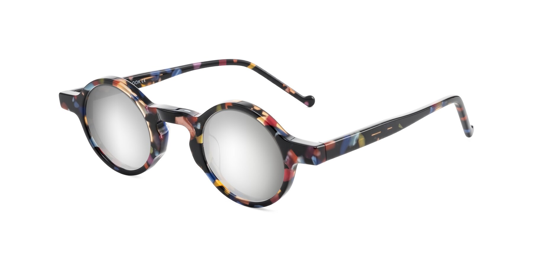 Angle of Enno in Midnight Carnival with Silver Mirrored Lenses