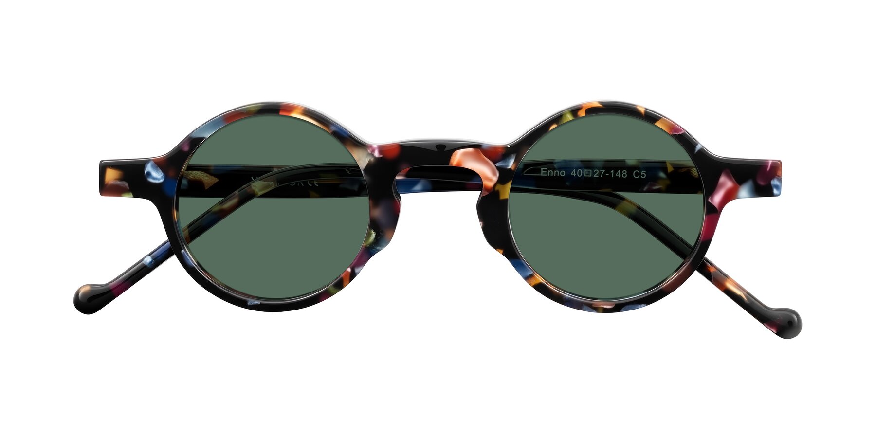 Folded Front of Enno in Midnight Carnival with Green Polarized Lenses