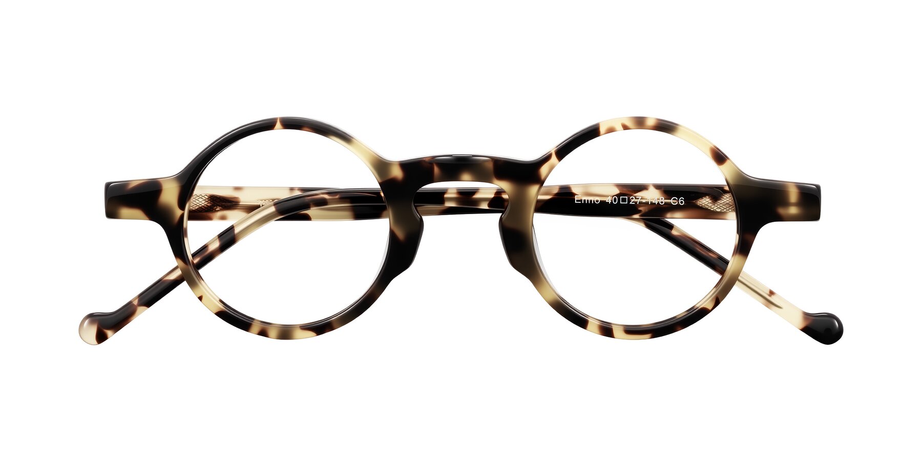 Folded Front of Enno in Ivory Tortoise with Clear Blue Light Blocking Lenses