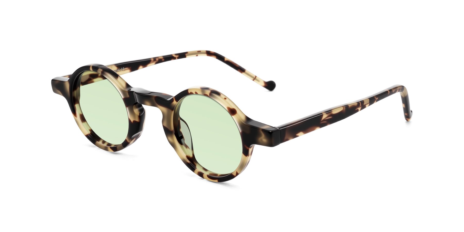 Angle of Enno in Ivory Tortoise with Light Green Tinted Lenses