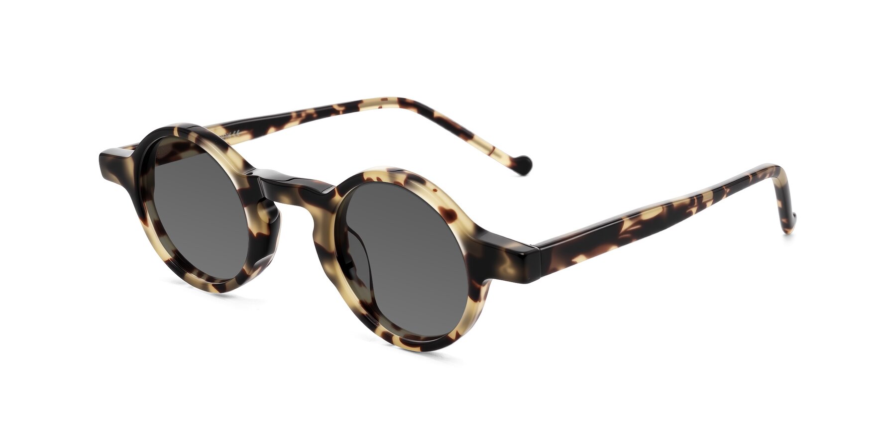 Angle of Enno in Ivory Tortoise with Medium Gray Tinted Lenses