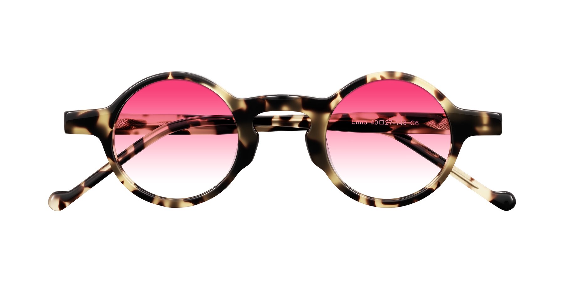 Folded Front of Enno in Ivory Tortoise with Pink Gradient Lenses