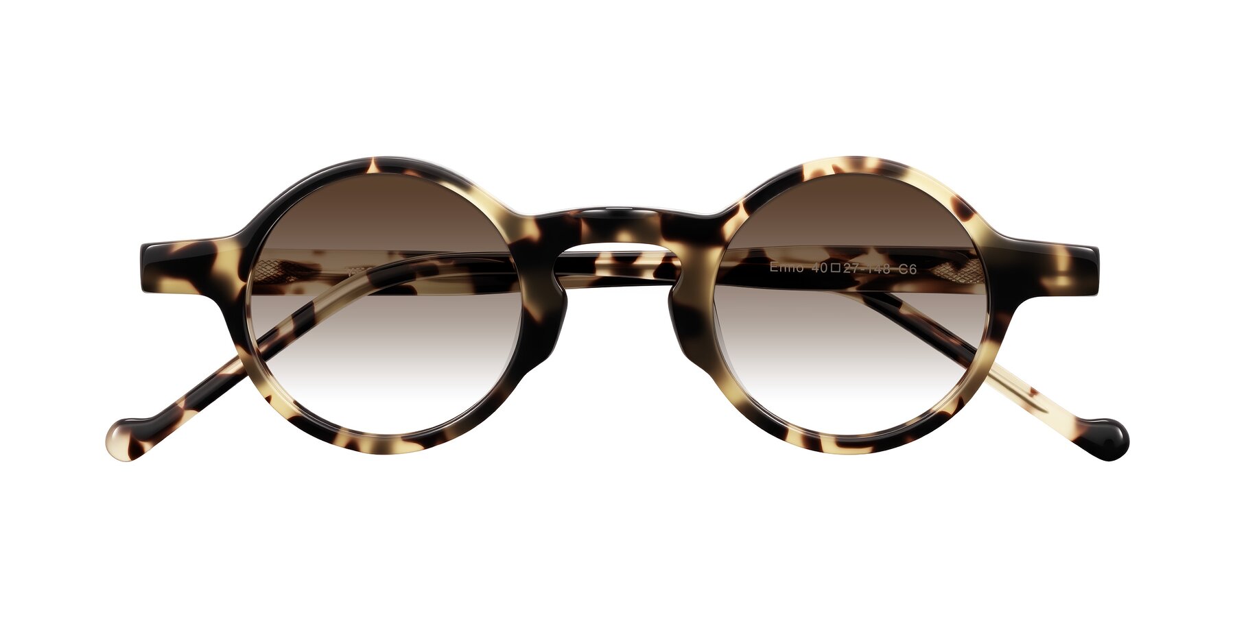 Folded Front of Enno in Ivory Tortoise with Brown Gradient Lenses