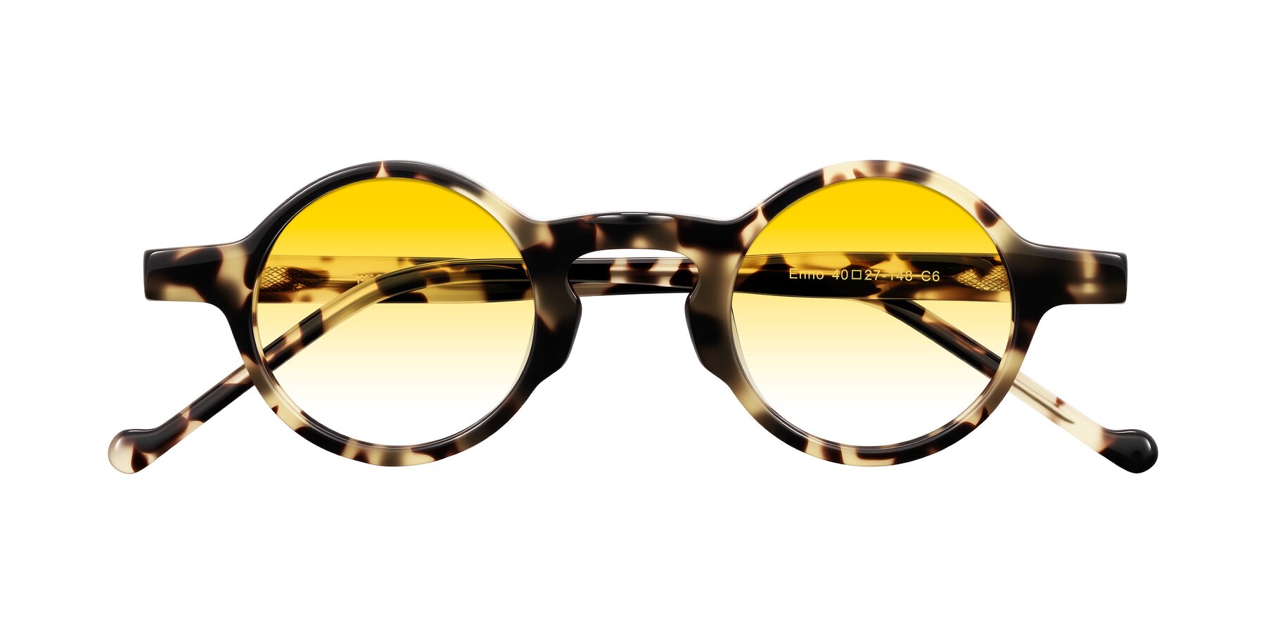 Folded Front of Enno in Ivory Tortoise with Yellow Gradient Lenses
